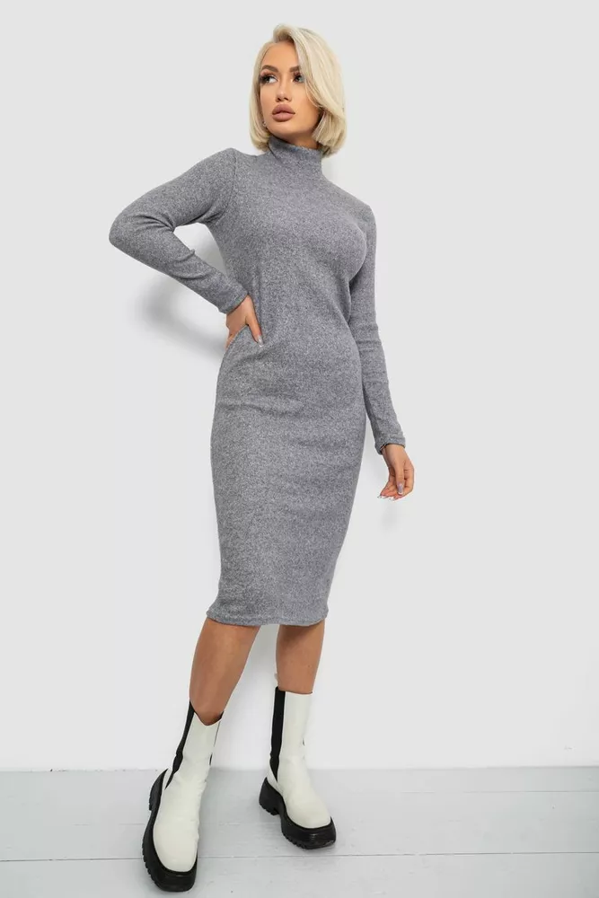 Купить Платье повседневное утепленное, цвет светло-серый, 257R115 - Фото №2