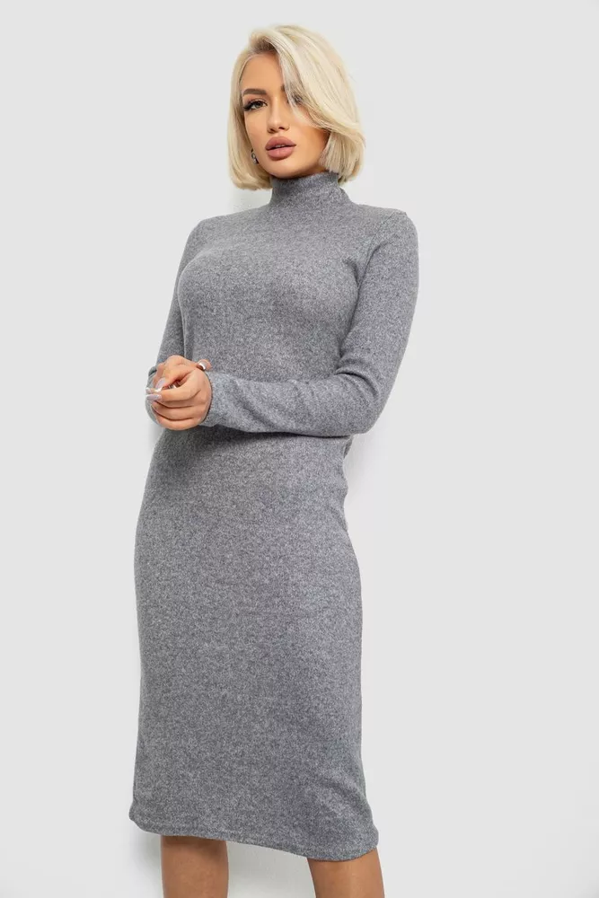 Купить Платье повседневное утепленное, цвет светло-серый, 257R115 - Фото №3