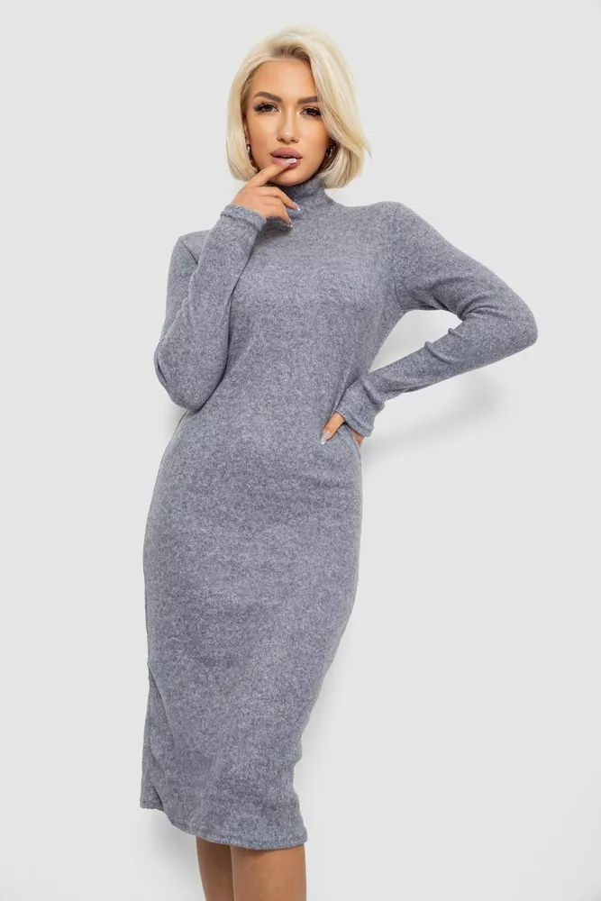 Купить Платье повседневное утепленное, цвет серый, 257R115 - Фото №1
