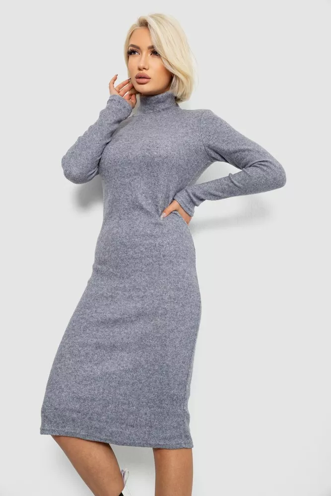 Купить Платье повседневное утепленное, цвет серый, 257R115 - Фото №3