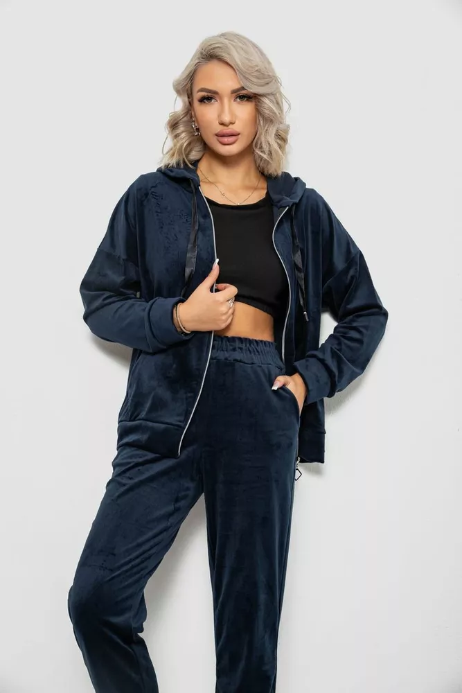 Купить Спортивный костюм женский велюровый  -уценка, цвет синий, 257R4119-U-2 - Фото №2