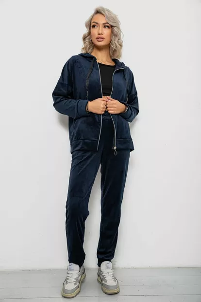 Спортивный костюм женский велюровый  -уценка, цвет синий, 257R4119-U-2