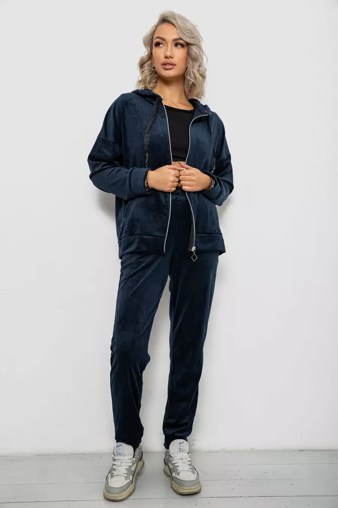 Купить Спортивный костюм женский велюровый  -уценка, цвет синий, 257R4119-U-2 - Фото №1