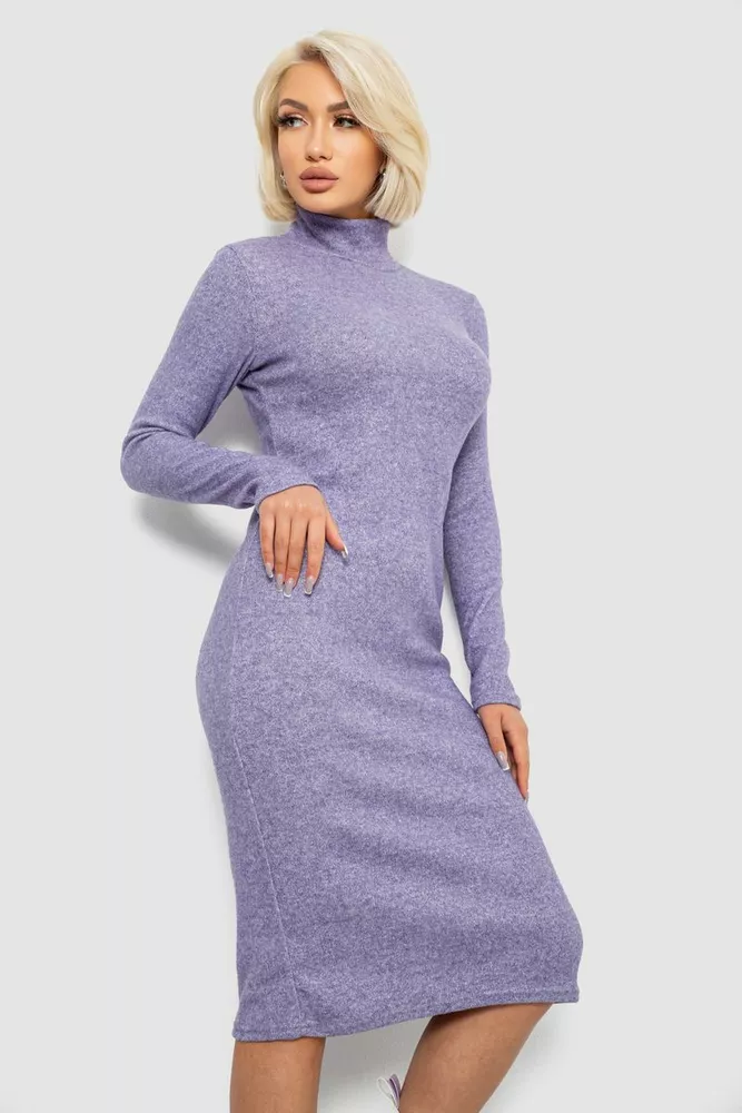 Купить Платье повседневное утепленное, цвет сиреневый, 257R115 - Фото №3