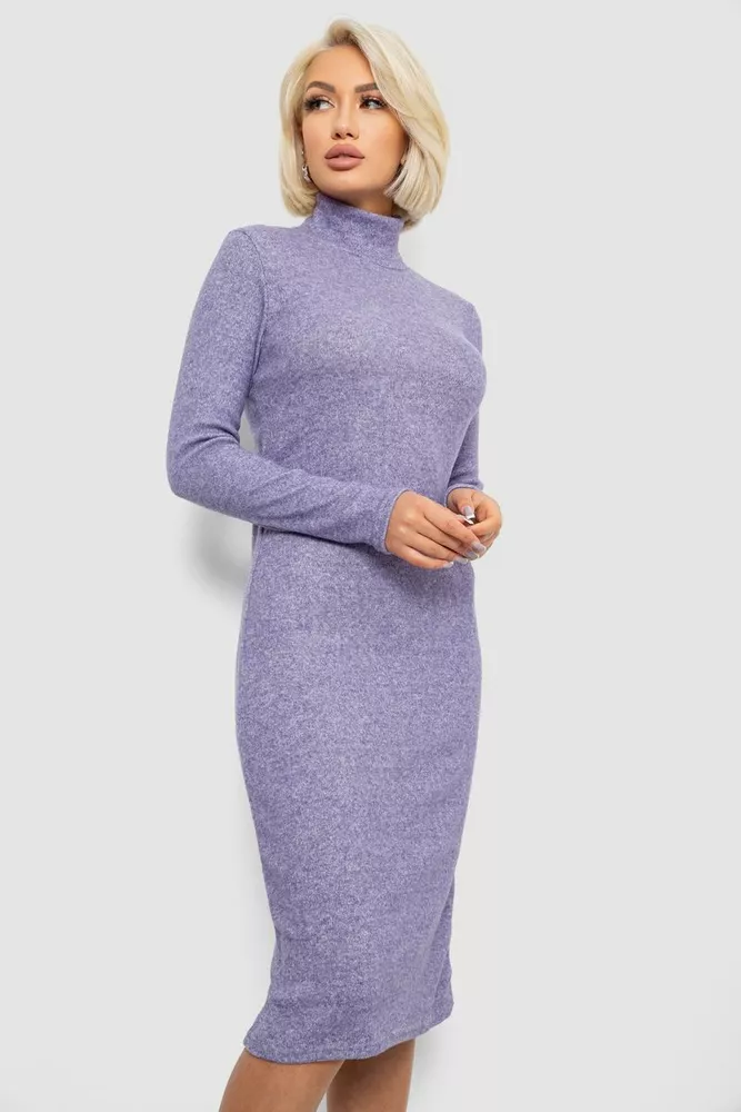 Купить Платье повседневное утепленное, цвет сиреневый, 257R115 - Фото №1