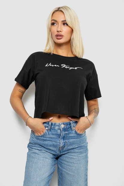 Футболка женская с принтом, цвет черный, 221R9907