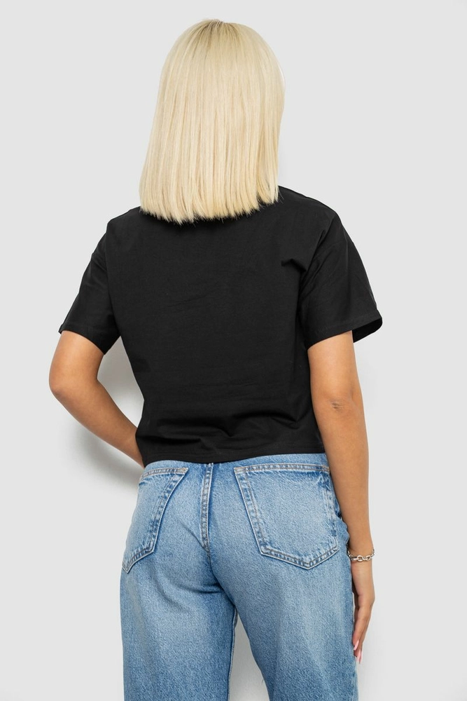 Купити Футболка жіноча з принтом, колір чорний, 221R9907 - Фото №4