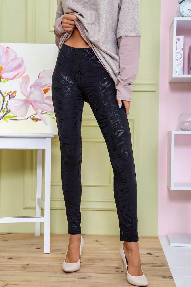 Купить Женские лосины черного цвета с узором 182R100-1 - Фото №1
