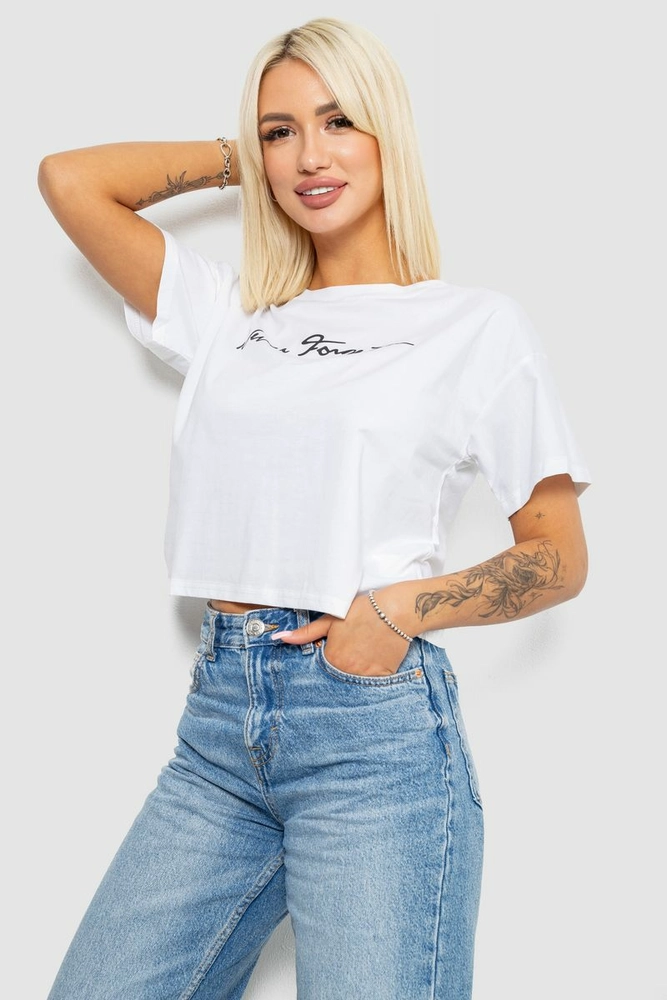 Купить Футболка женская с принтом, цвет белый, 221R9907 - Фото №3