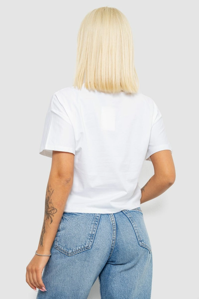 Купить Футболка женская с принтом, цвет белый, 221R9907 - Фото №4