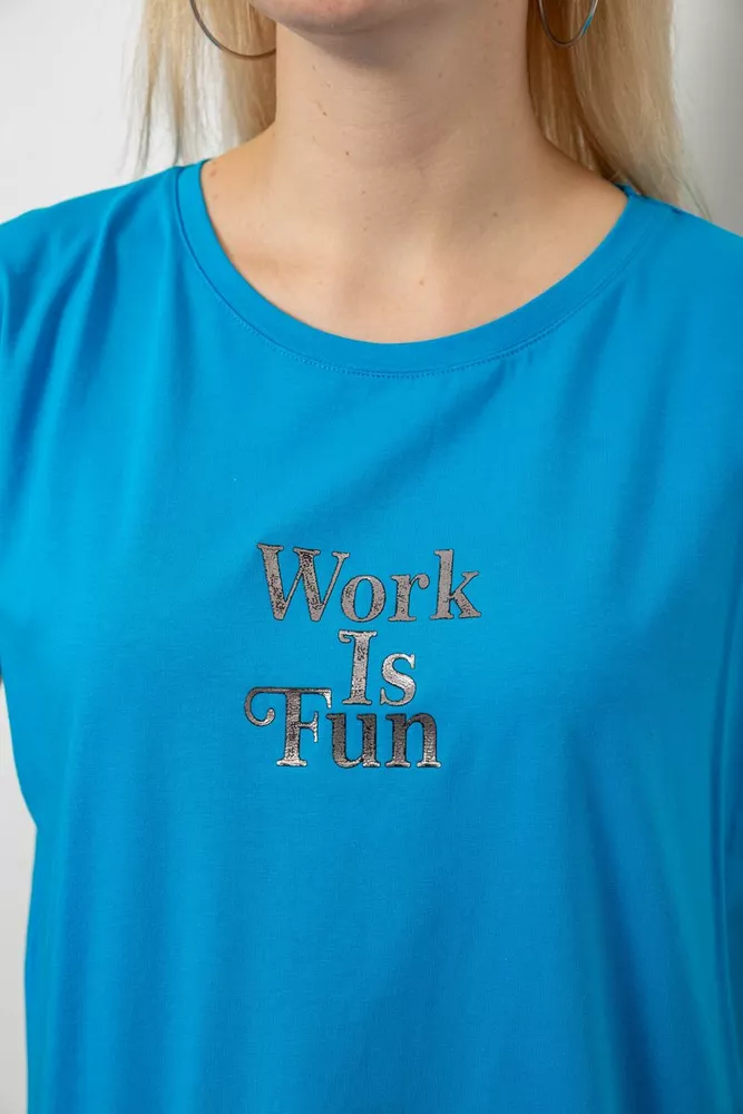 Купить Футболка женская с принтом, цвет бирюзовый, 244R3017 - Фото №5