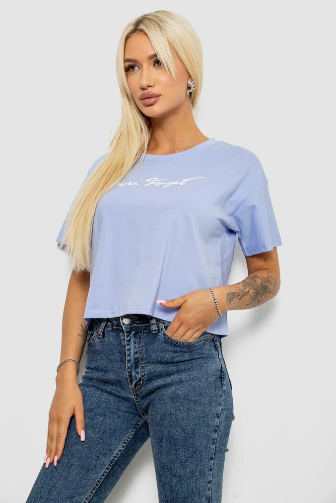 Купить Футболка женская с принтом, цвет голубой, 221R9907 - Фото №3