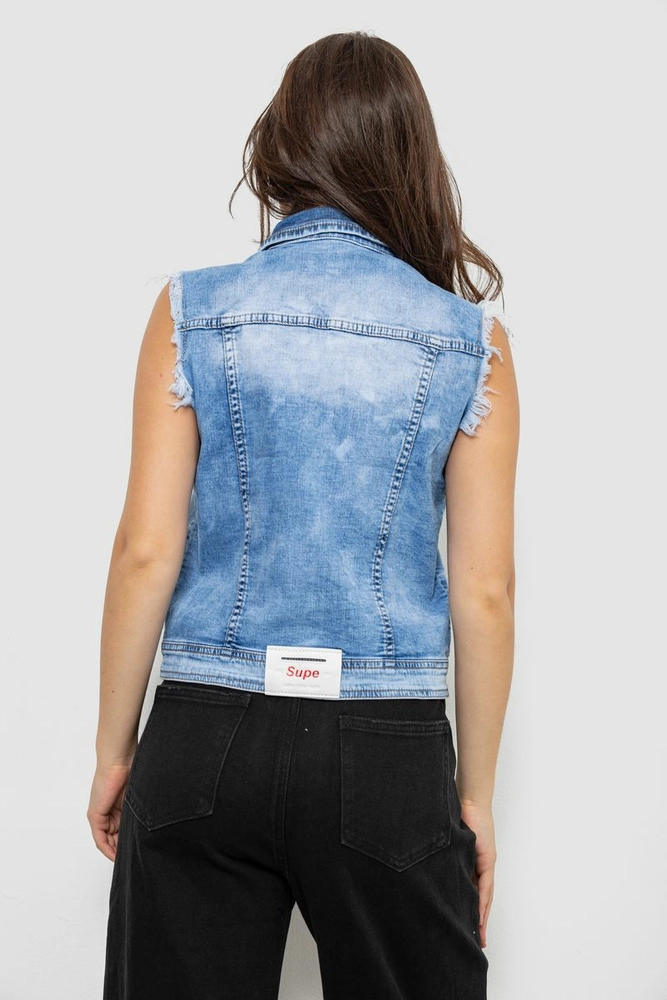 Купить Жилет женский джинсовый, цвет голубой, 244RB905 - Фото №4