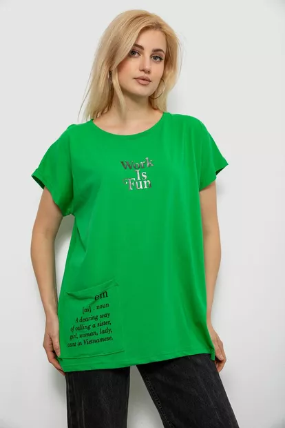 Футболка женская с принтом, цвет зеленый, 244R3017