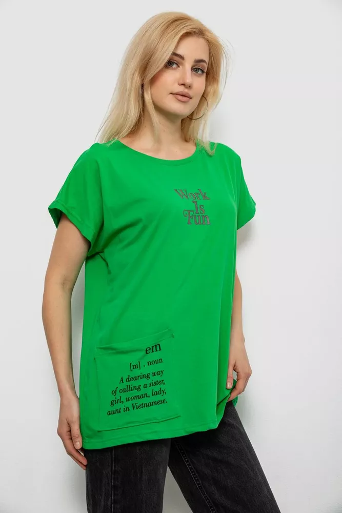 Купить Футболка женская с принтом, цвет зеленый, 244R3017 - Фото №3