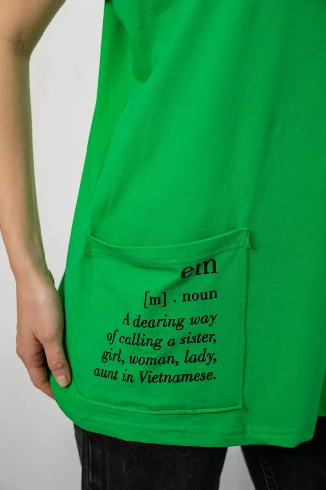 Купить Футболка женская с принтом, цвет зеленый, 244R3017 - Фото №5