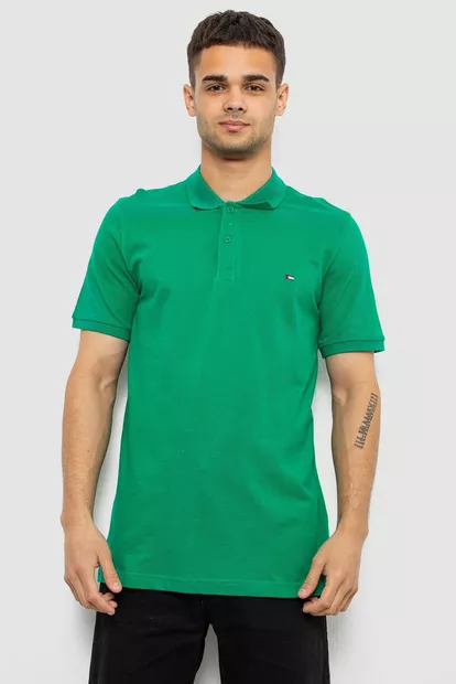 Поло мужское однотонное, цвет зеленый, 244R1458