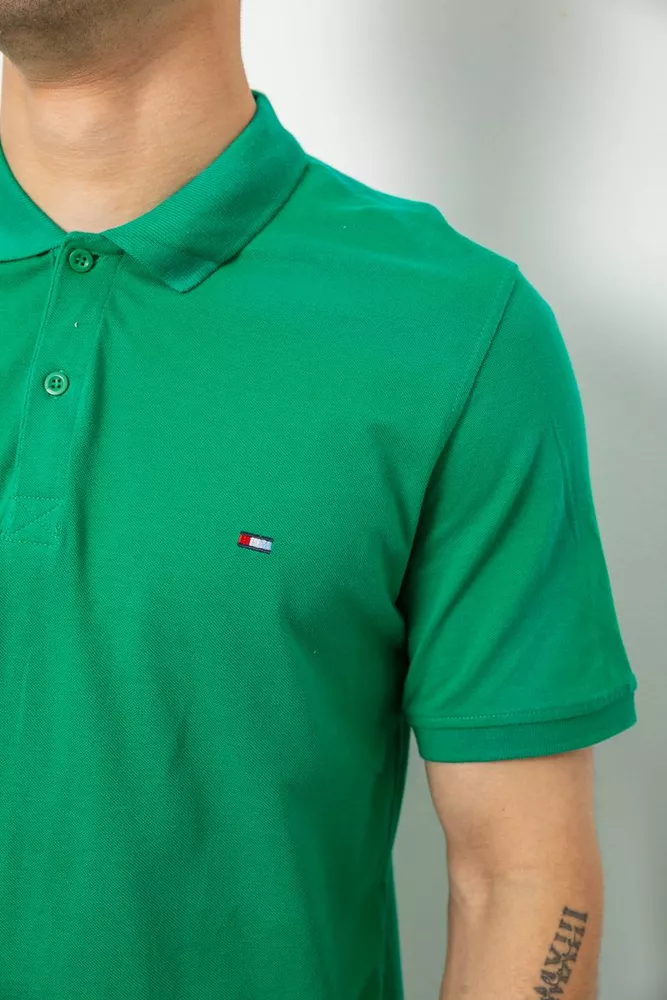 Купить Поло мужское однотонное, цвет зеленый, 244R1458 - Фото №5