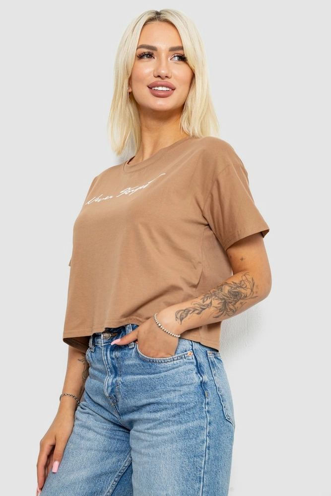 Купить Футболка женская с принтом, цвет коричневый, 221R9907 - Фото №3