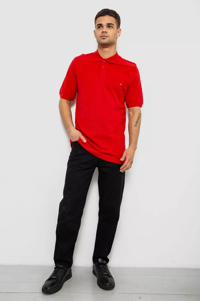 Купити Поло чоловіче однотонне, колір червоний, 244R1458 - Фото №2