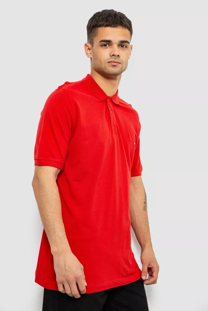 Купити Поло чоловіче однотонне, колір червоний, 244R1458 - Фото №3