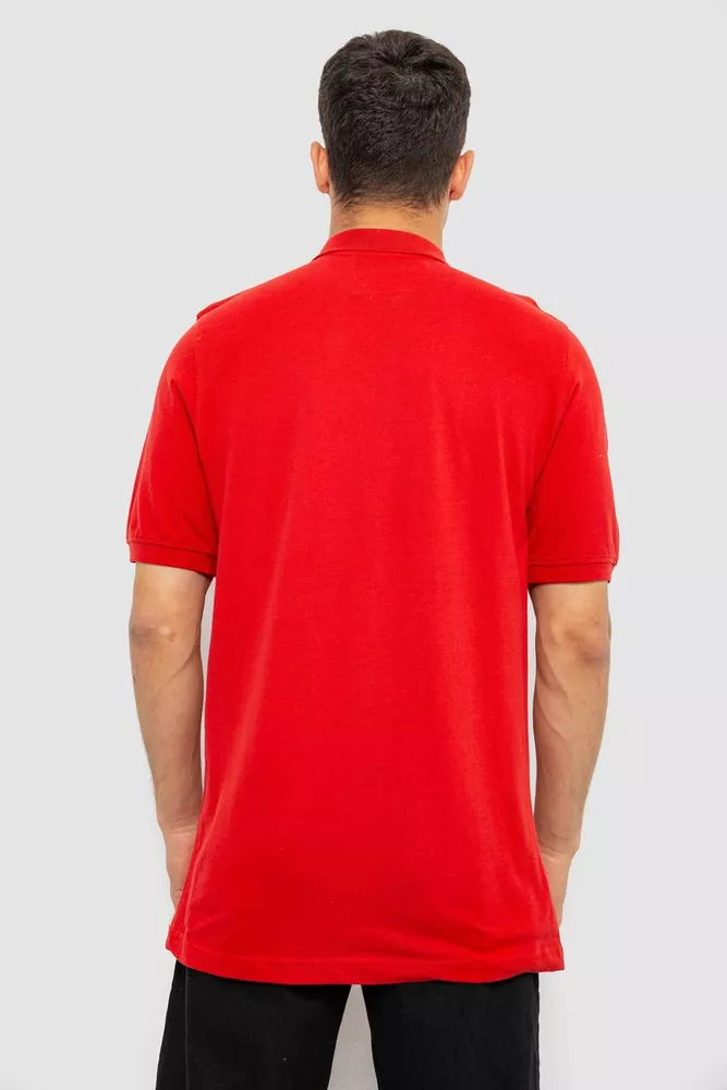 Купити Поло чоловіче однотонне, колір червоний, 244R1458 - Фото №4