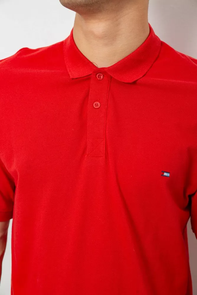 Купити Поло чоловіче однотонне, колір червоний, 244R1458 - Фото №5