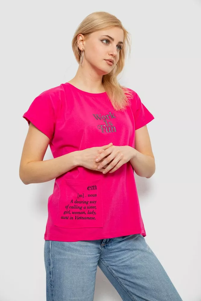 Купить Футболка женская с принтом, цвет розовый, 244R3017 - Фото №3