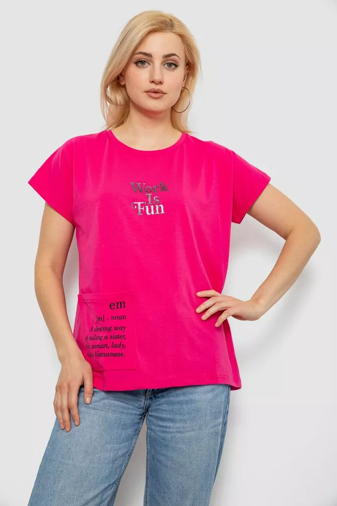 Купить Футболка женская с принтом, цвет розовый, 244R3017 - Фото №1