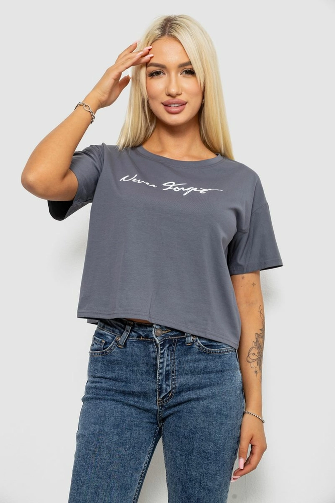 Купить Футболка женская с принтом, цвет серый, 221R9907 - Фото №1