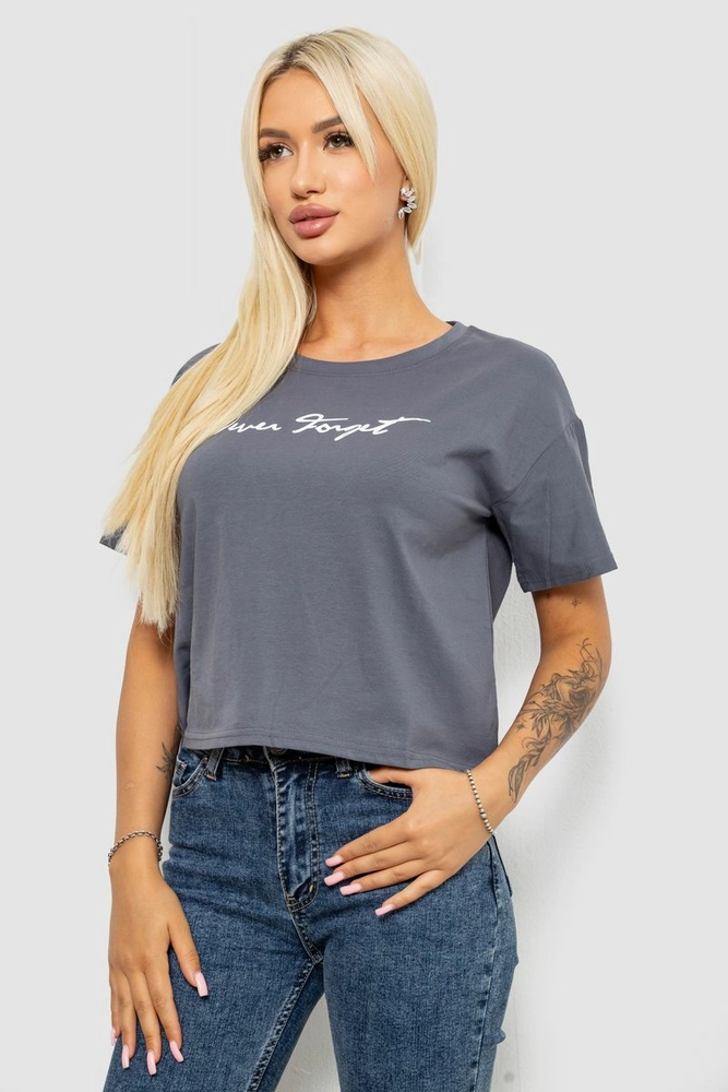 Купить Футболка женская с принтом, цвет серый, 221R9907 - Фото №3