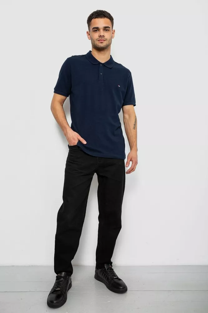 Купить Поло мужское однотонное, цвет синий, 244R1458 - Фото №2