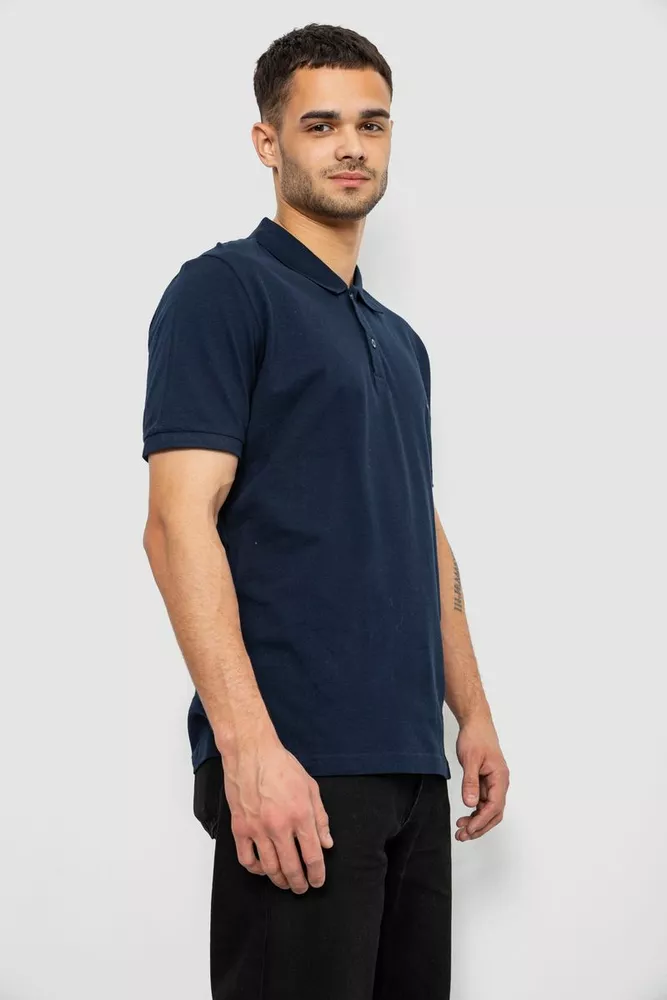 Купить Поло мужское однотонное, цвет синий, 244R1458 - Фото №3