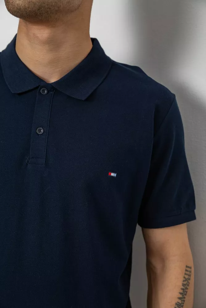 Купить Поло мужское однотонное, цвет синий, 244R1458 - Фото №5