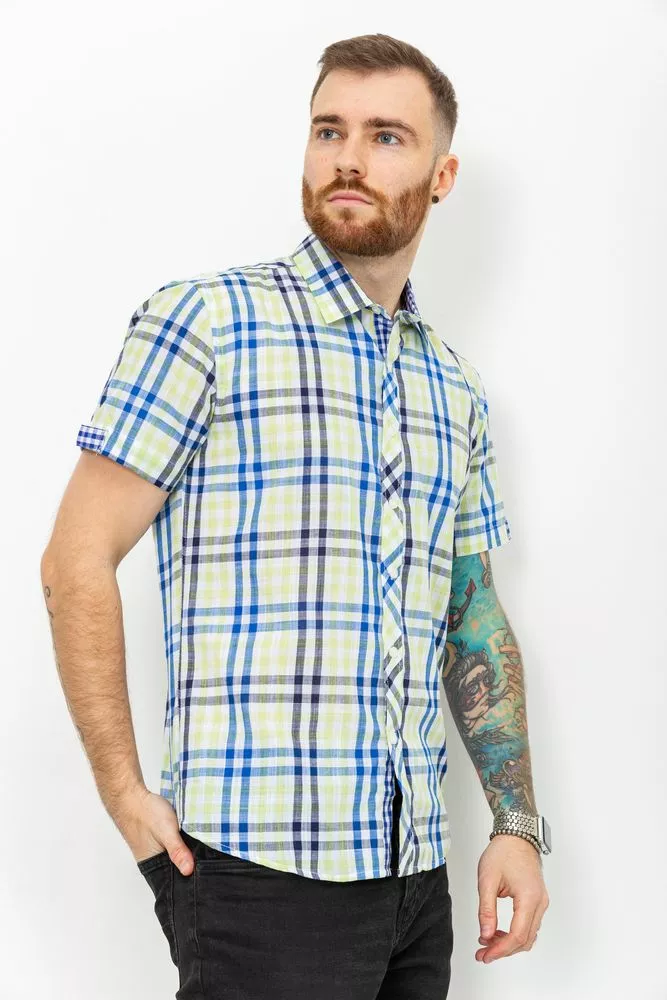 Купити Сорочка чоловіча в клітку, колір жовто-синій, 131R143865 - Фото №3