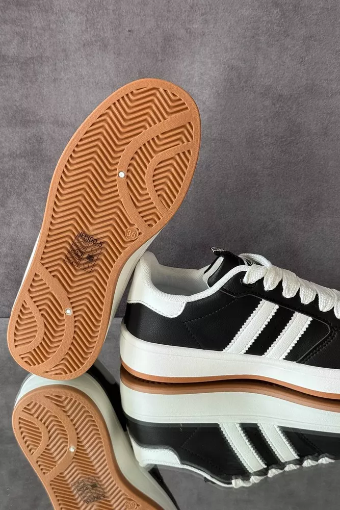 Купить Кроссовки женские экокожа, цвет черно-белый, 248RJH300-5 оптом - Фото №4