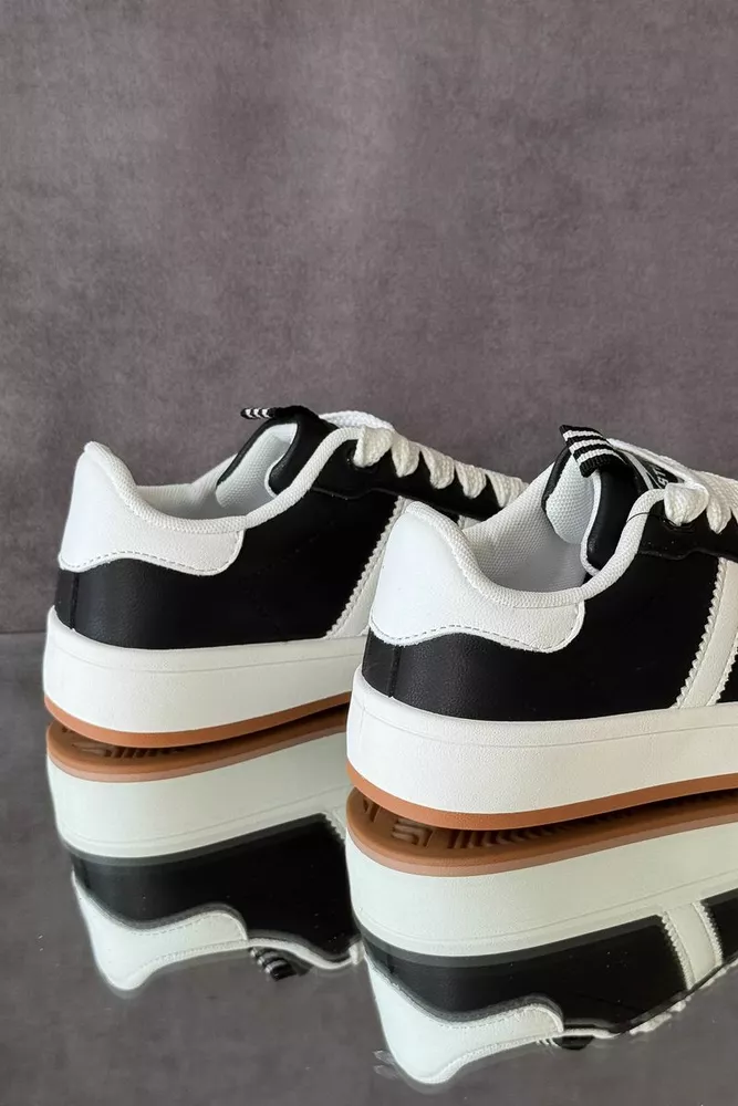 Купить Кроссовки женские экокожа, цвет черно-белый, 248RJH300-5 оптом - Фото №5