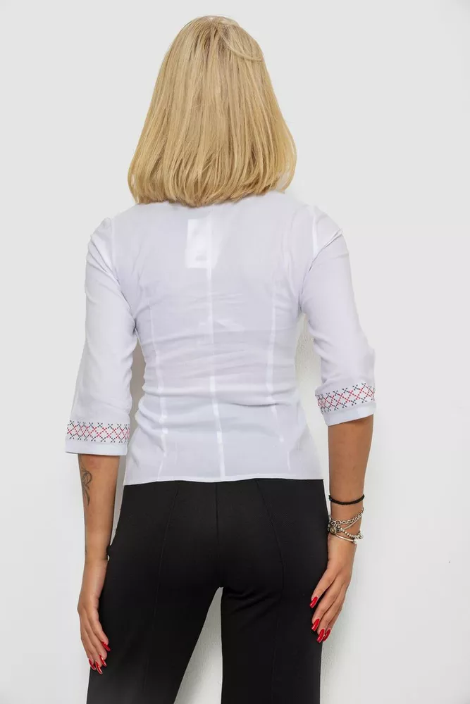 Купить Блуза классическая с вышивкой  -уценка, цвет белый, 230R03-1-U-2 - Фото №4