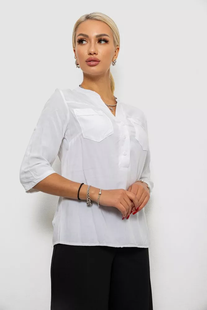 Купить Блуза однотонная  -уценка, цвет белый, 230RR-96-1-U-1 - Фото №3
