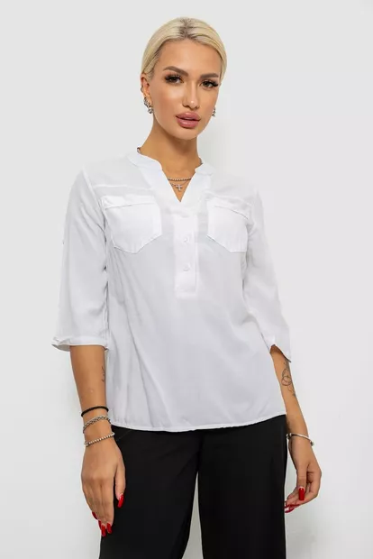 Блуза однотонная  -уценка, цвет белый, 230RR-96-1-U-2