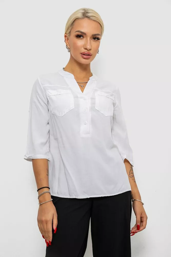 Купить Блуза однотонная  -уценка, цвет белый, 230RR-96-1-U-2 - Фото №1