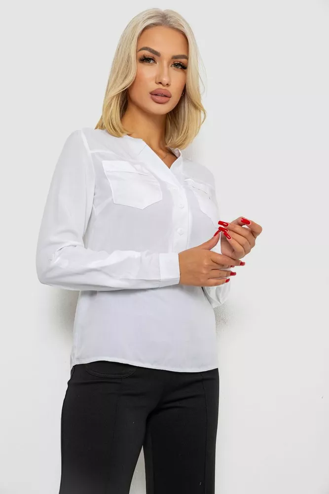 Купить Блуза однотонная  -уценка, цвет белый, 230RR-96-U-2 - Фото №3