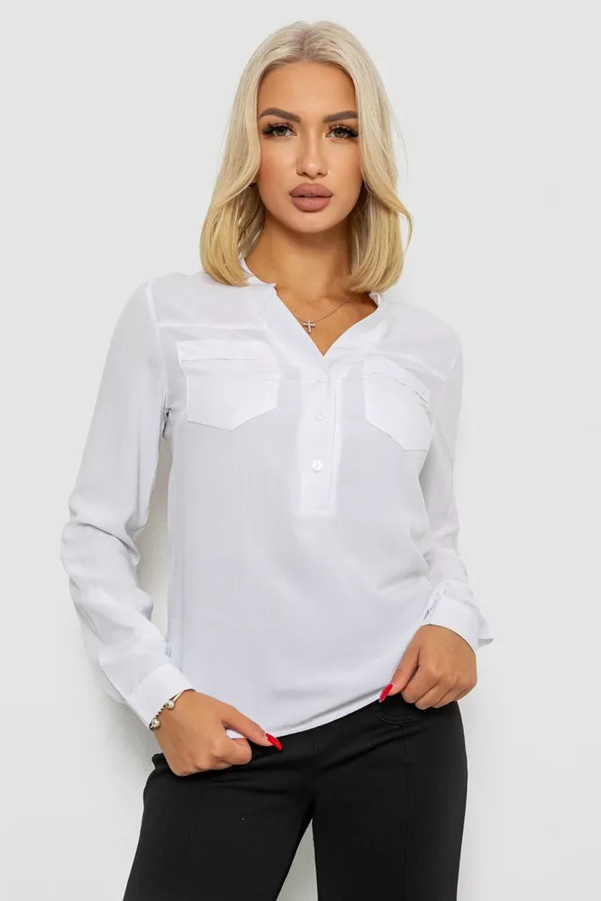 Купить Блуза однотонная  -уценка, цвет белый, 230RR-96-U-2 - Фото №1