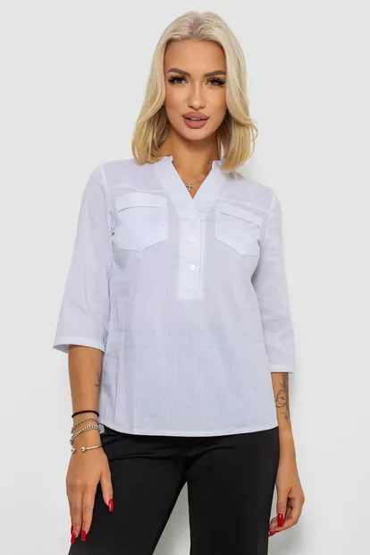 Блуза однотонная  -уценка, цвет белый, 230RP-96-1-U-5