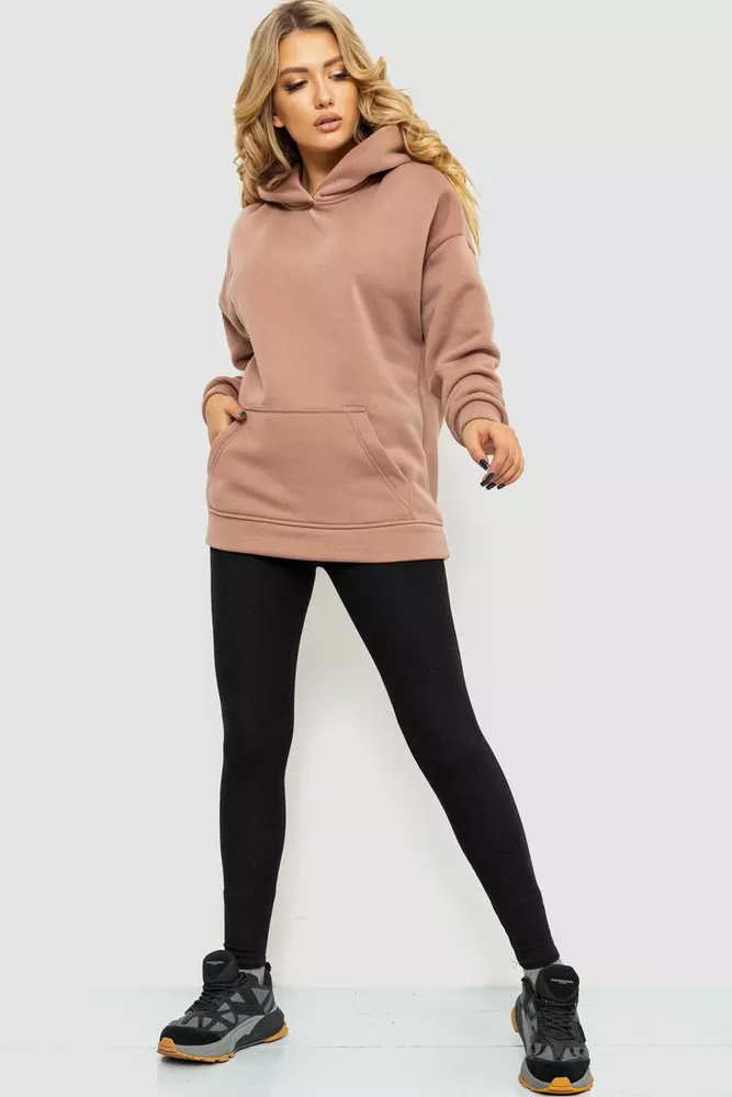 Купити Худі жіночий на флісі  -уцінка, колір бежевий, 241R3210-U-1 - Фото №2