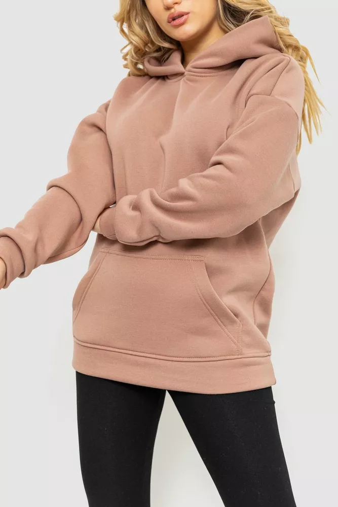 Купити Худі жіночий на флісі  -уцінка, колір бежевий, 241R3210-U-1 - Фото №3