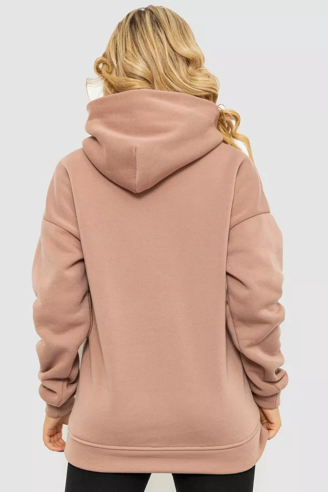 Купити Худі жіночий на флісі  -уцінка, колір бежевий, 241R3210-U-1 - Фото №4