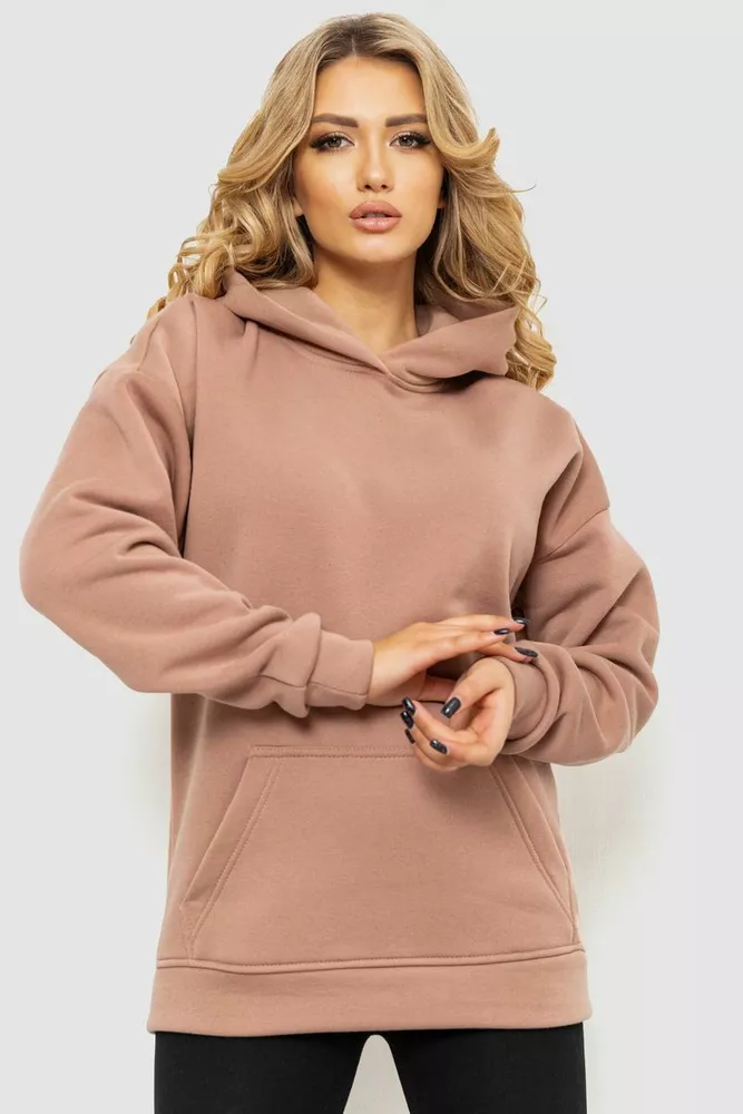 Купити Худі жіночий на флісі  -уцінка, колір бежевий, 241R3210-U-1 - Фото №1