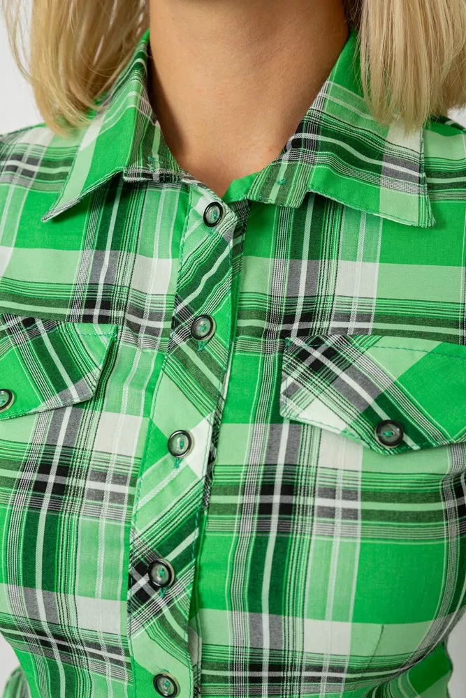 Купити Сорочка жіноча в смужку 230R064-10 -уцінка, колір Зелений - Фото №5