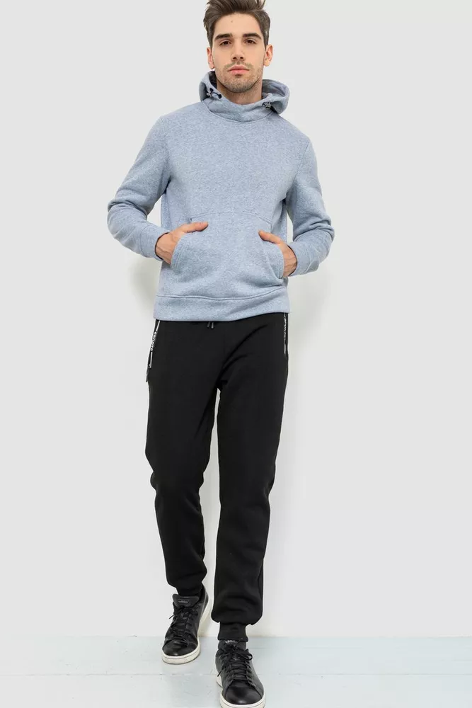 Купити Худі чоловічий на флісі з капюшоном  -уцінка, колір світло-сірий, 214R022-U-2 - Фото №2